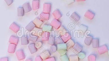 甜蜜的彩色棉花糖糖果停止运动<strong>动画视频</strong>。